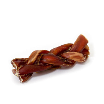 Boudin de bœuf tressé 12 cm grand (30 pièces) dans un présentoir imprimé